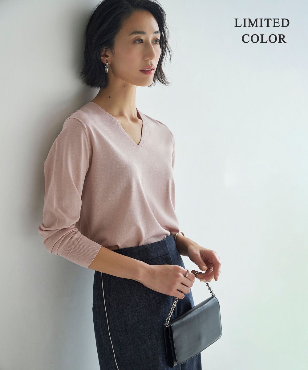 ICB 【WEB限定カラーあり・接触冷感・UVケア・洗える】 シンセティックハイゲージ Vネックプルオーバー 