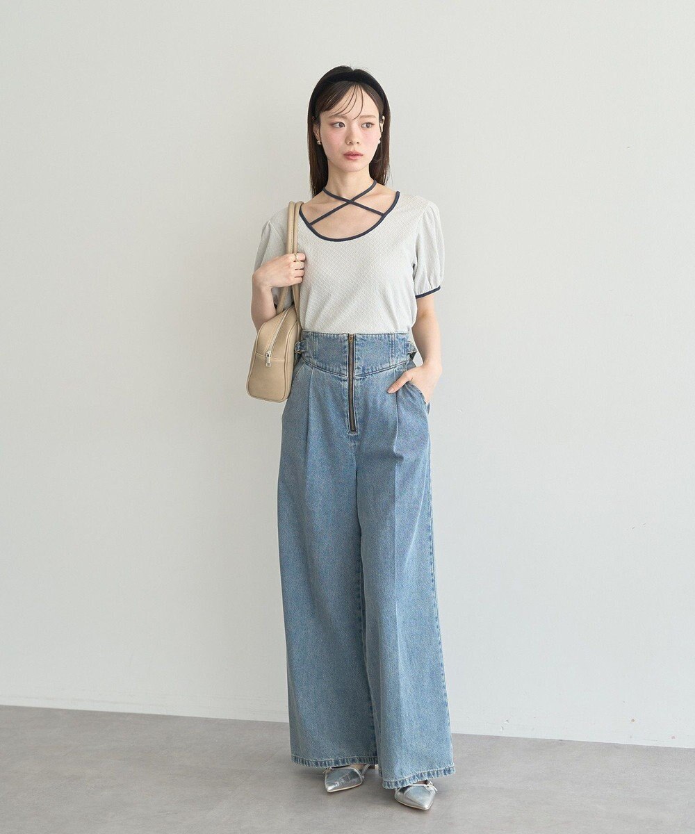 earth music&ecology マルチウェイ配色リボンカットプルオーバー 