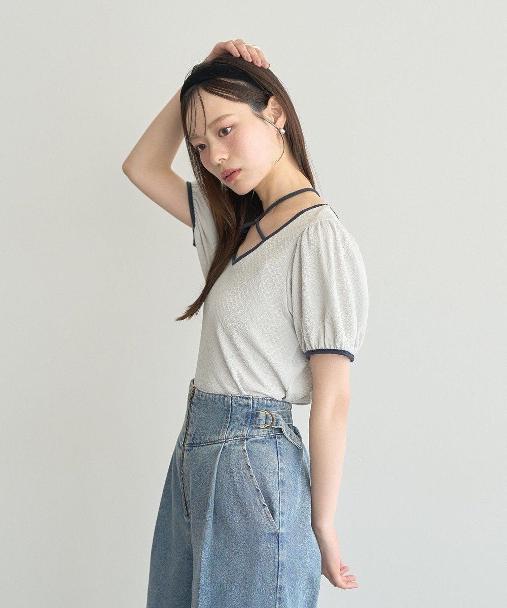 earth music&ecology マルチウェイ配色リボンカットプルオーバー 