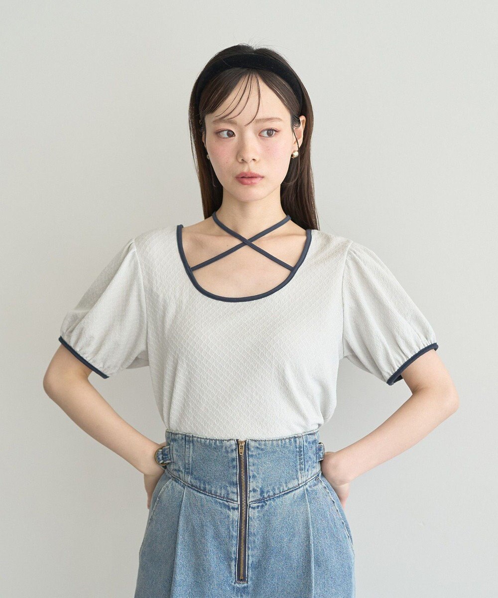 earth music&ecology マルチウェイ配色リボンカットプルオーバー 