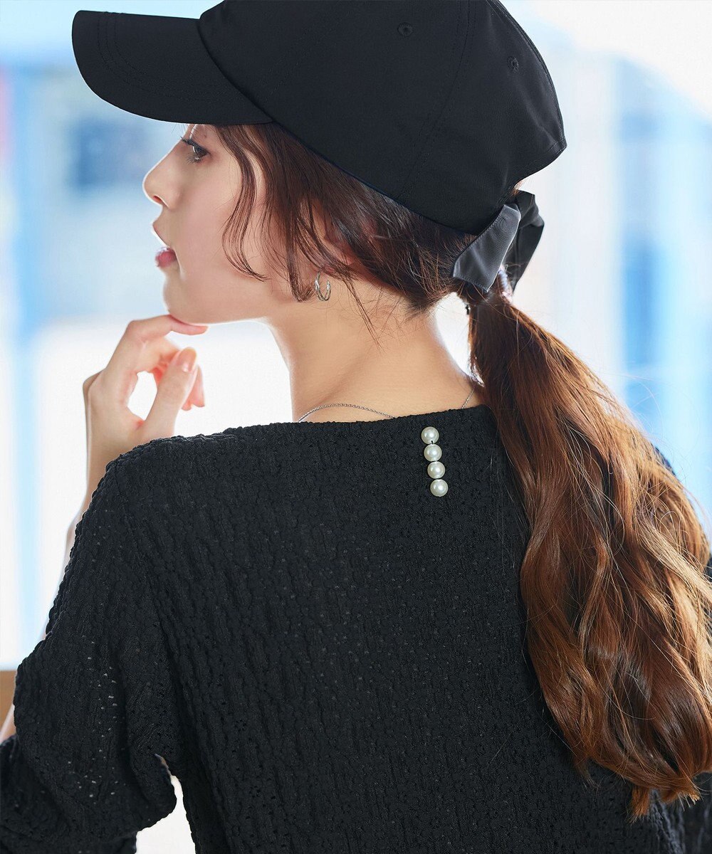 Tiaclasse L 花柄カットレースフレアトップス 