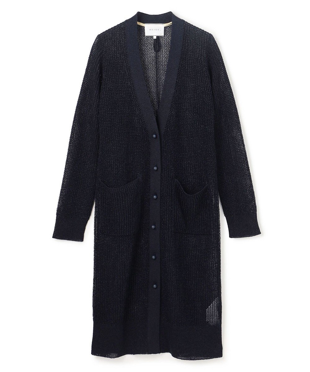 BEIGE， OPTICAL / ペーパーヤーンシアーロングカーディガン 