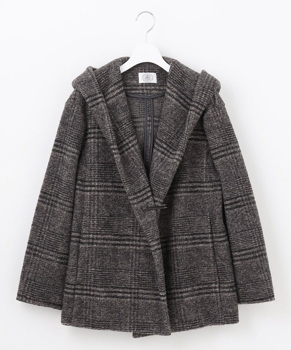 J.PRESS LADIES 【キルトピン付き】ECOLANAスライバーチェック フーデットアウター 