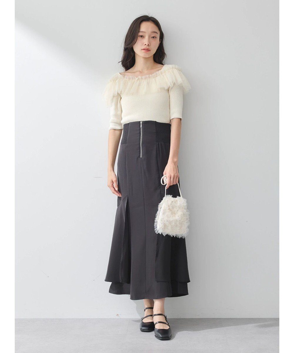 earth music&ecology サイドリブ切替バックレースアップスカート 