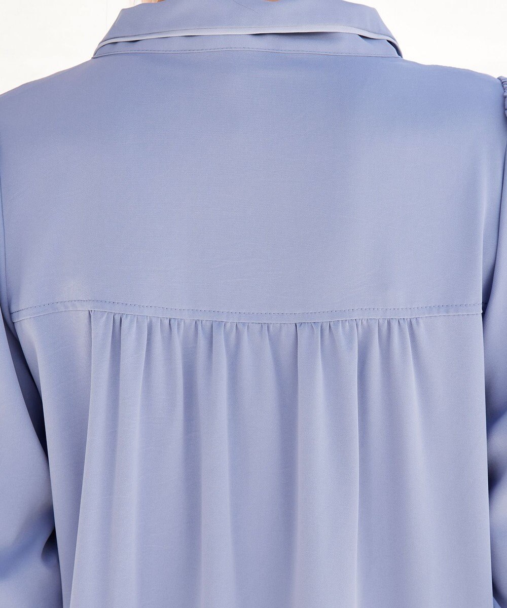 Tiaclasse L 【洗える】配色ボウタイパフ袖チュニックブラウス 