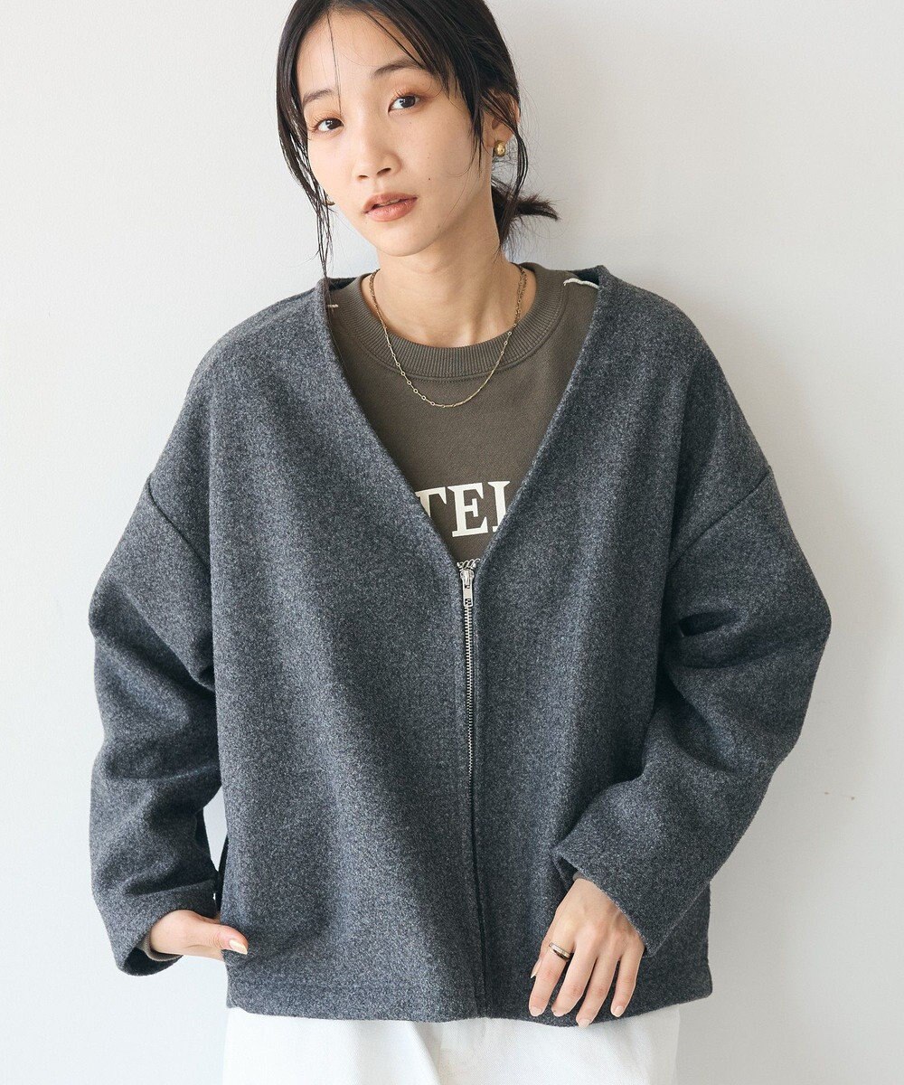 CRAFT STANDARD BOUTIQUE 圧縮ウール風ZIP付きジャケット 