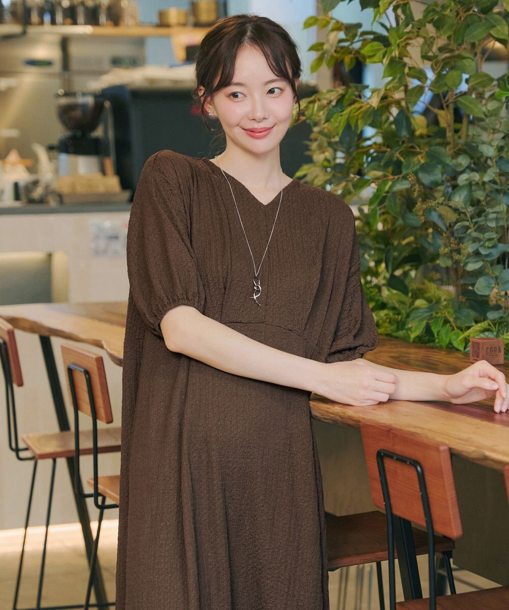 Tiaclasse L 【新色追加】ワッフルVネックワンピース 