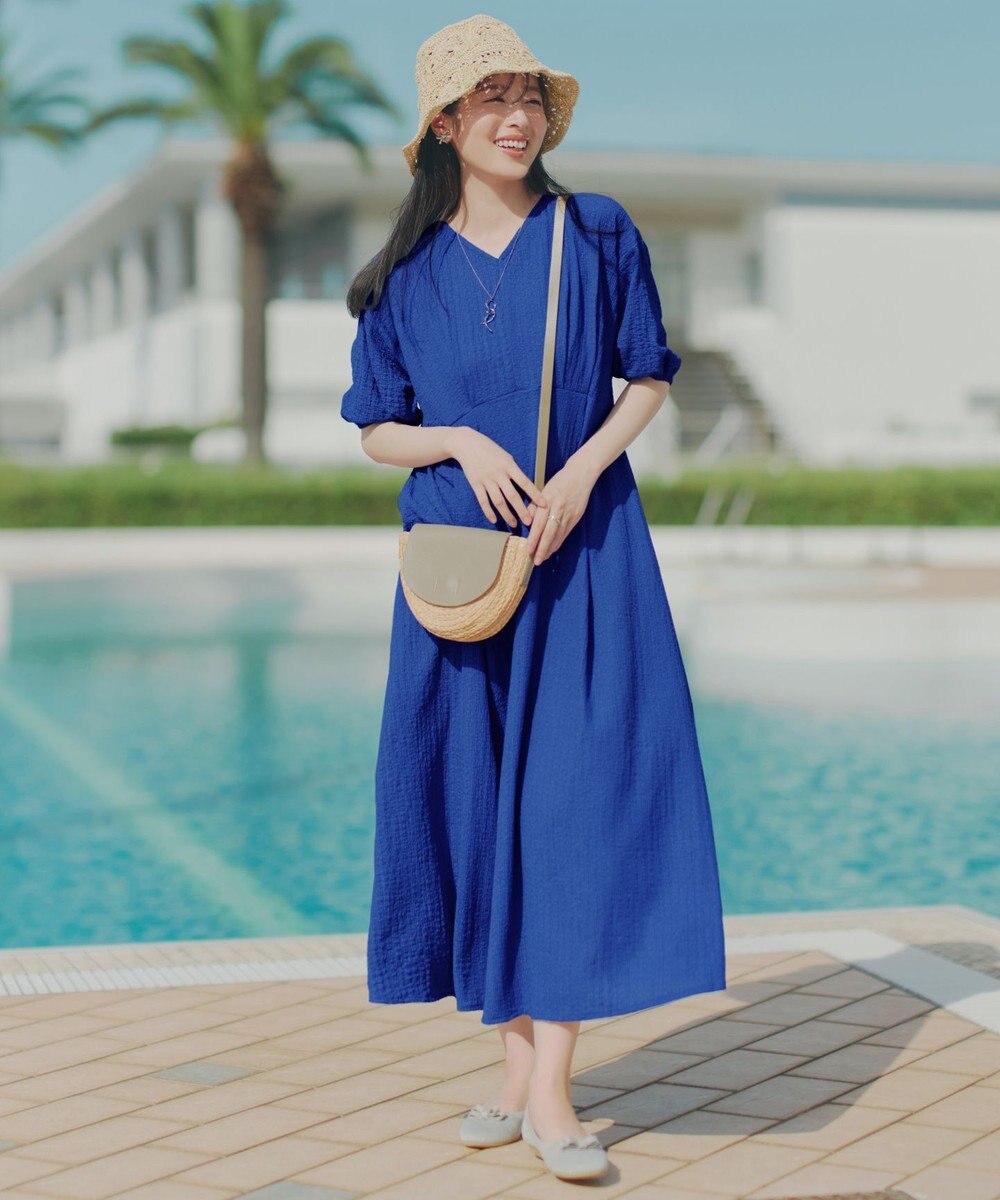 Tiaclasse L 【新色追加】ワッフルVネックワンピース 