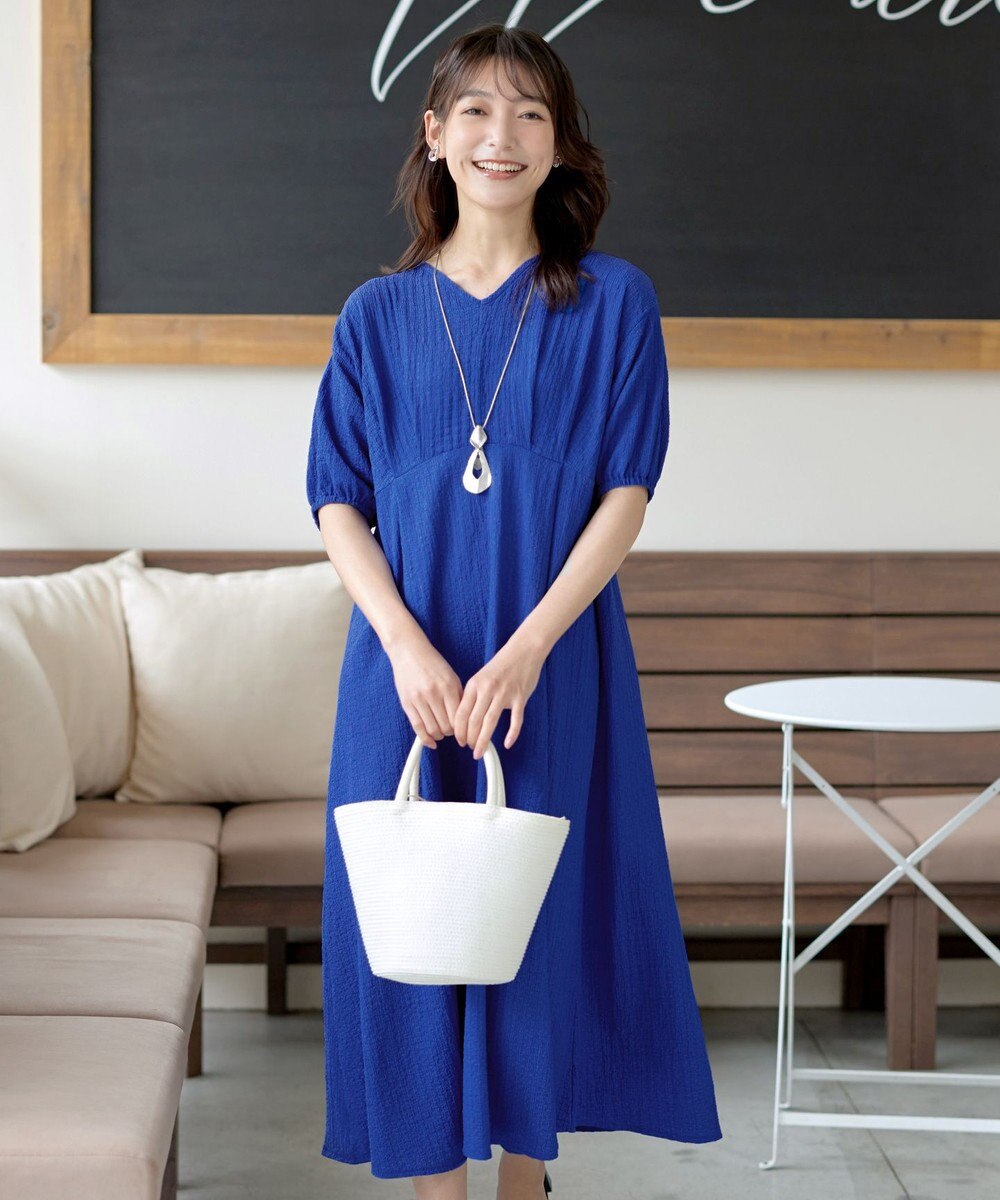 Tiaclasse L 【新色追加】ワッフルVネックワンピース 