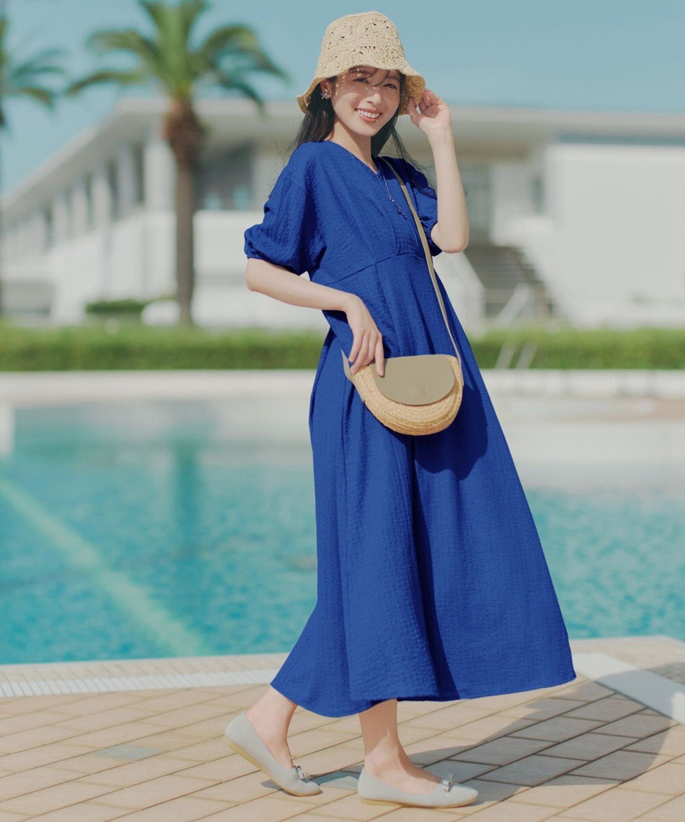 Tiaclasse L 【新色追加】ワッフルVネックワンピース 