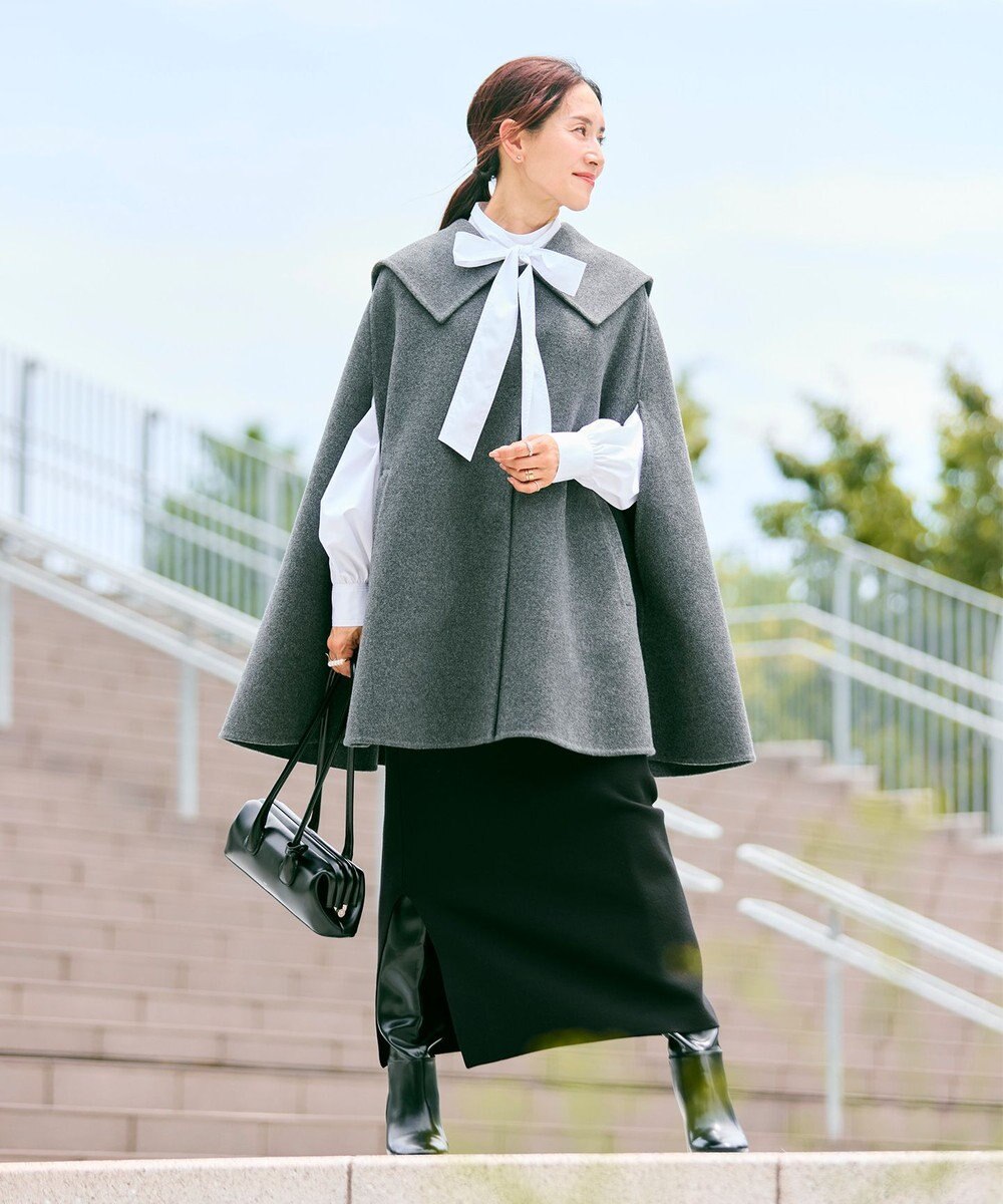 #Newans セーラーカラーダブルフェイスケープコート 