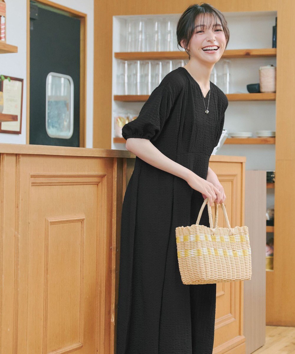 Tiaclasse L 【新色追加】ワッフルVネックワンピース 