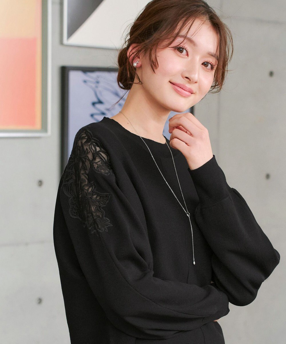 Tiaclasse 肩レースドルマンニットトップス 