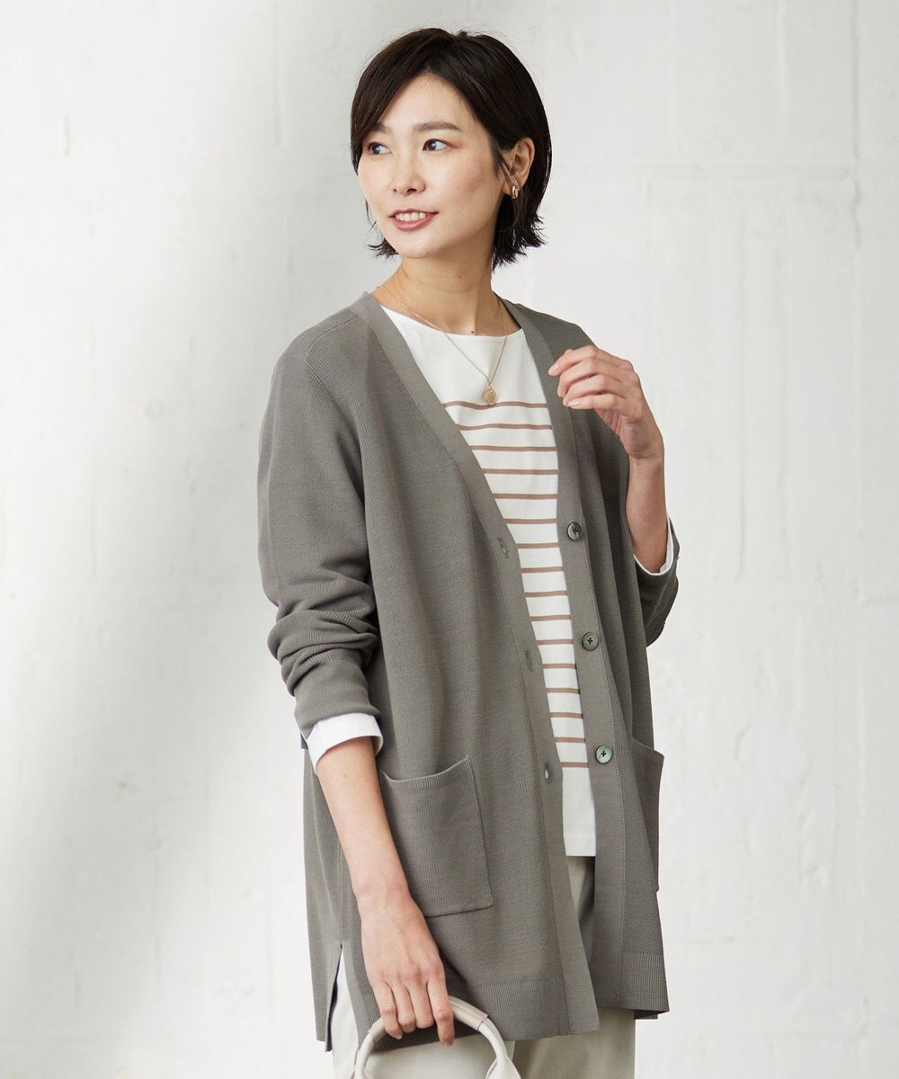 J.PRESS LADIES 【洗える】 コットンモダール カーディガン 