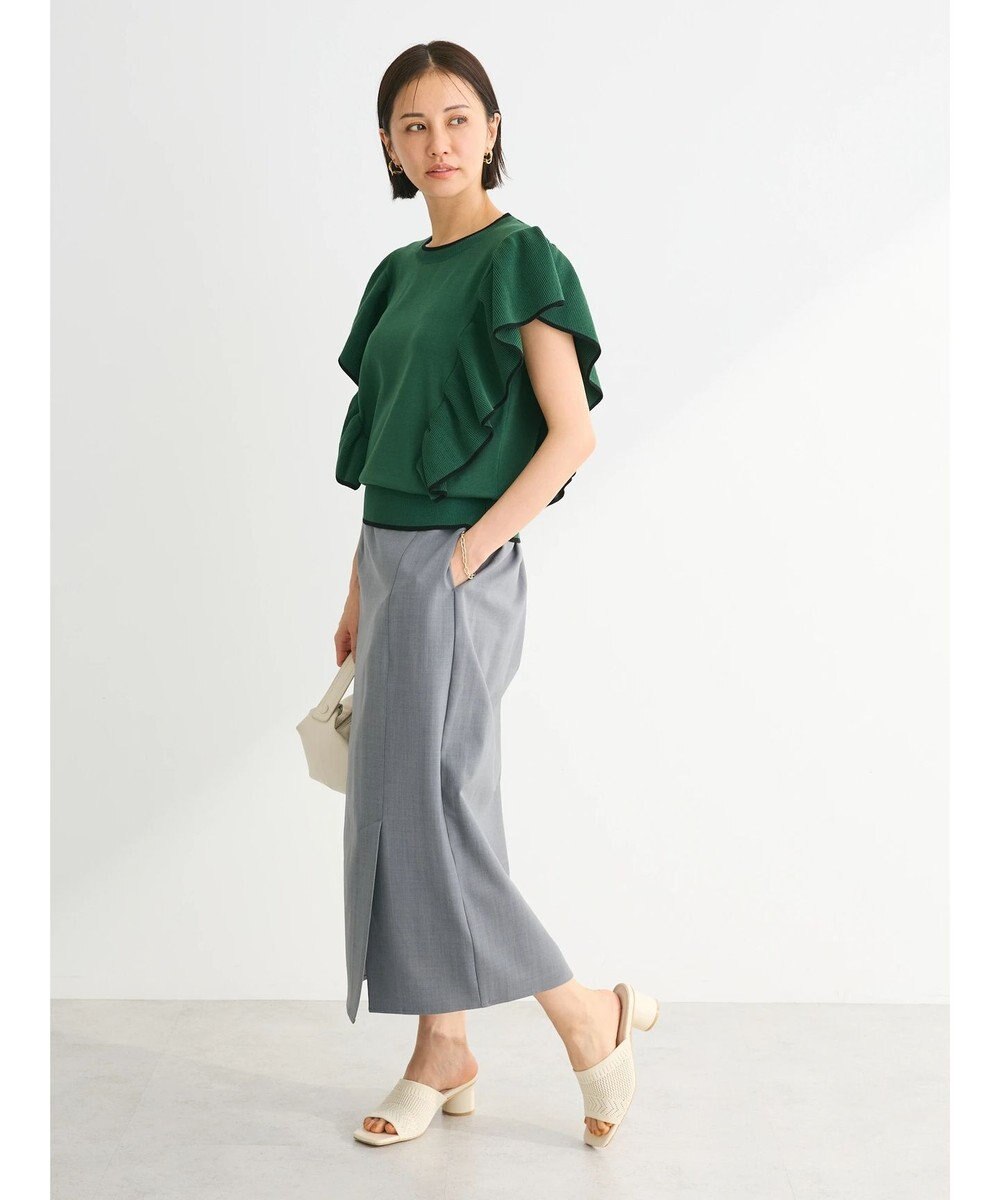 Green Parks 配色フリルニットプルオーバー 