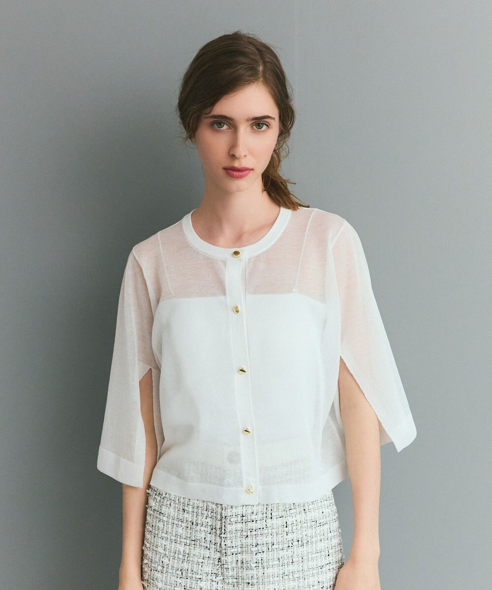 GRACE CONTINENTAL ニットシアーケープカーディガン 