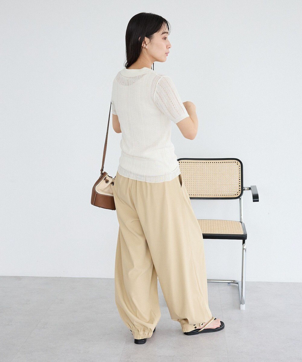 CRAFT STANDARD BOUTIQUE レースニット衿付き半袖カーディガン 