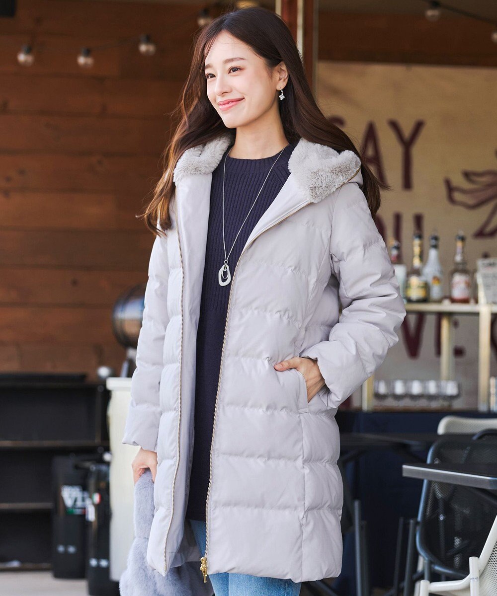 Tiaclasse フード裏エコファーダウンコート 