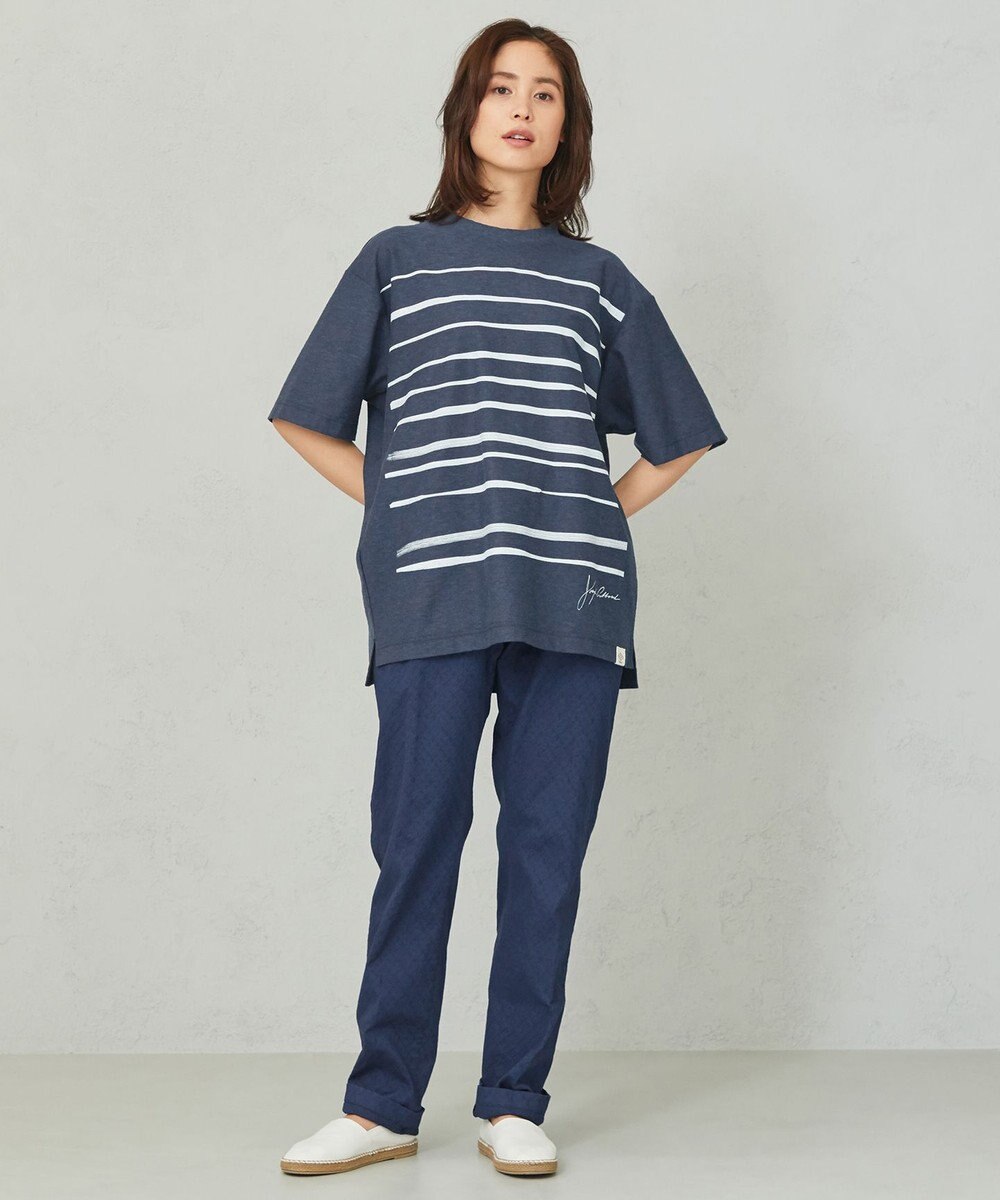 JOSEPH ABBOUD MOUNTAIN 【SPACE／UNISEX】スラブプレーティングボーダープリント Tシャツ 