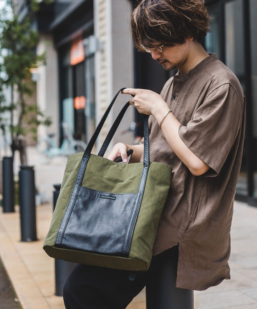 YUSHI EVER - TOTE BAG ナイロン 本革 トートバッグ 