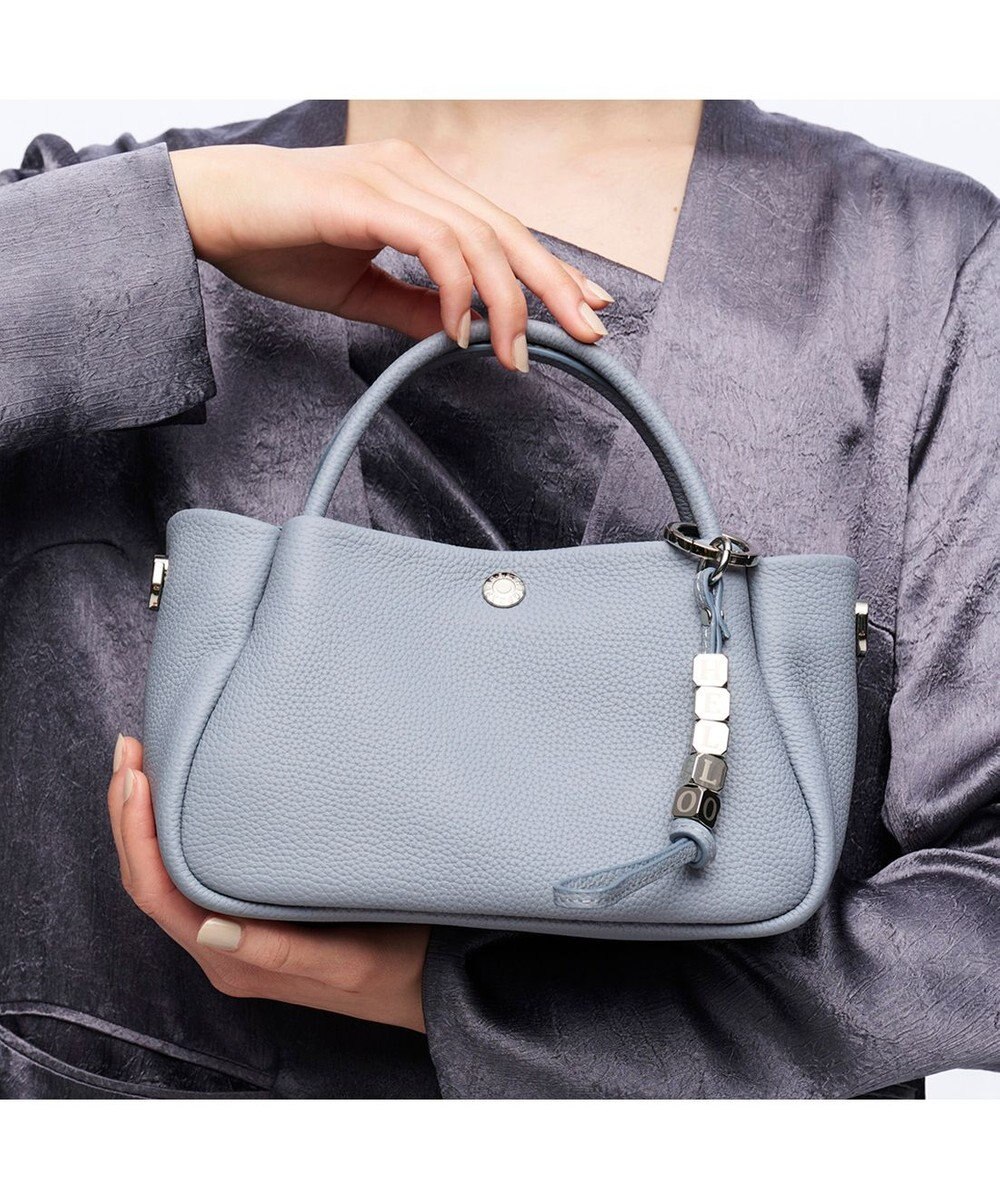 TOPKAPI 【Breath TOPKAPI】【新色追加】シュリンクレザー ショルダー付き ミニ トートバッグ / チャーム付き S 