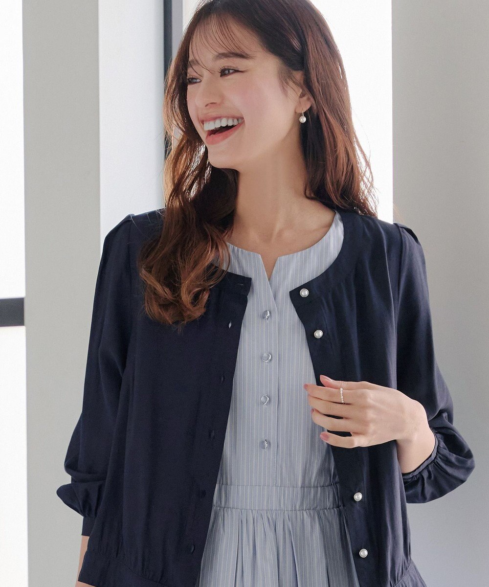 Tiaclasse L 【洗える】パールボタンシアーブルゾン 
