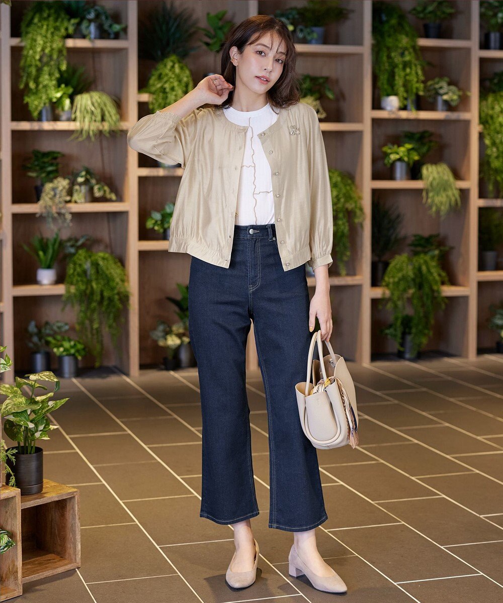 Tiaclasse L 【洗える】パールボタンシアーブルゾン 