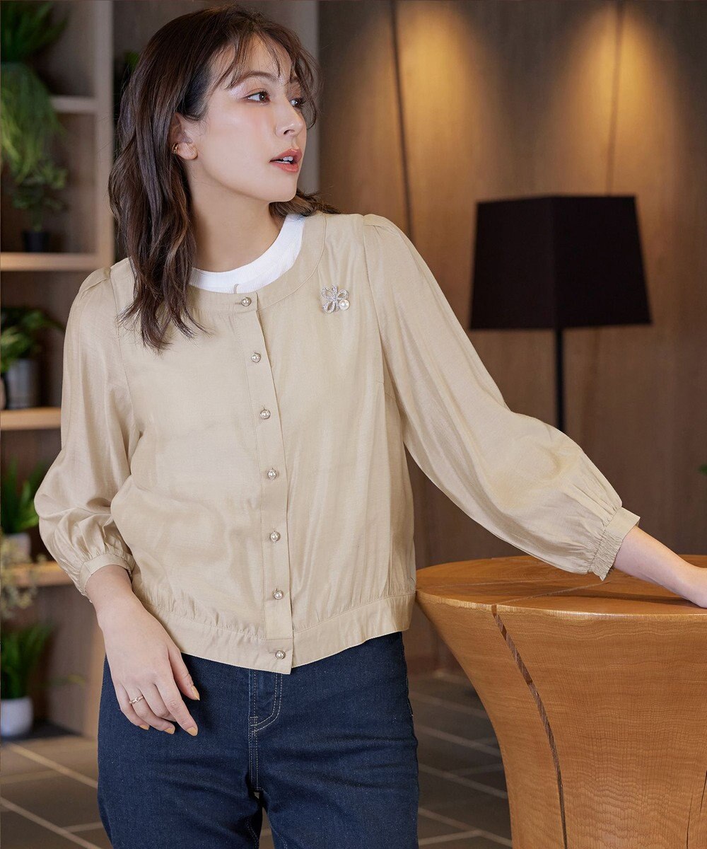 Tiaclasse L 【洗える】パールボタンシアーブルゾン 