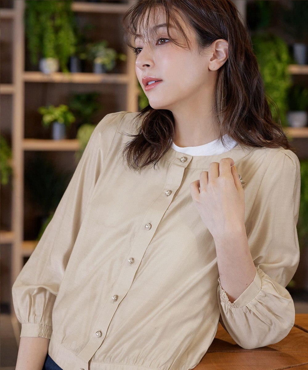 Tiaclasse L 【洗える】パールボタンシアーブルゾン 