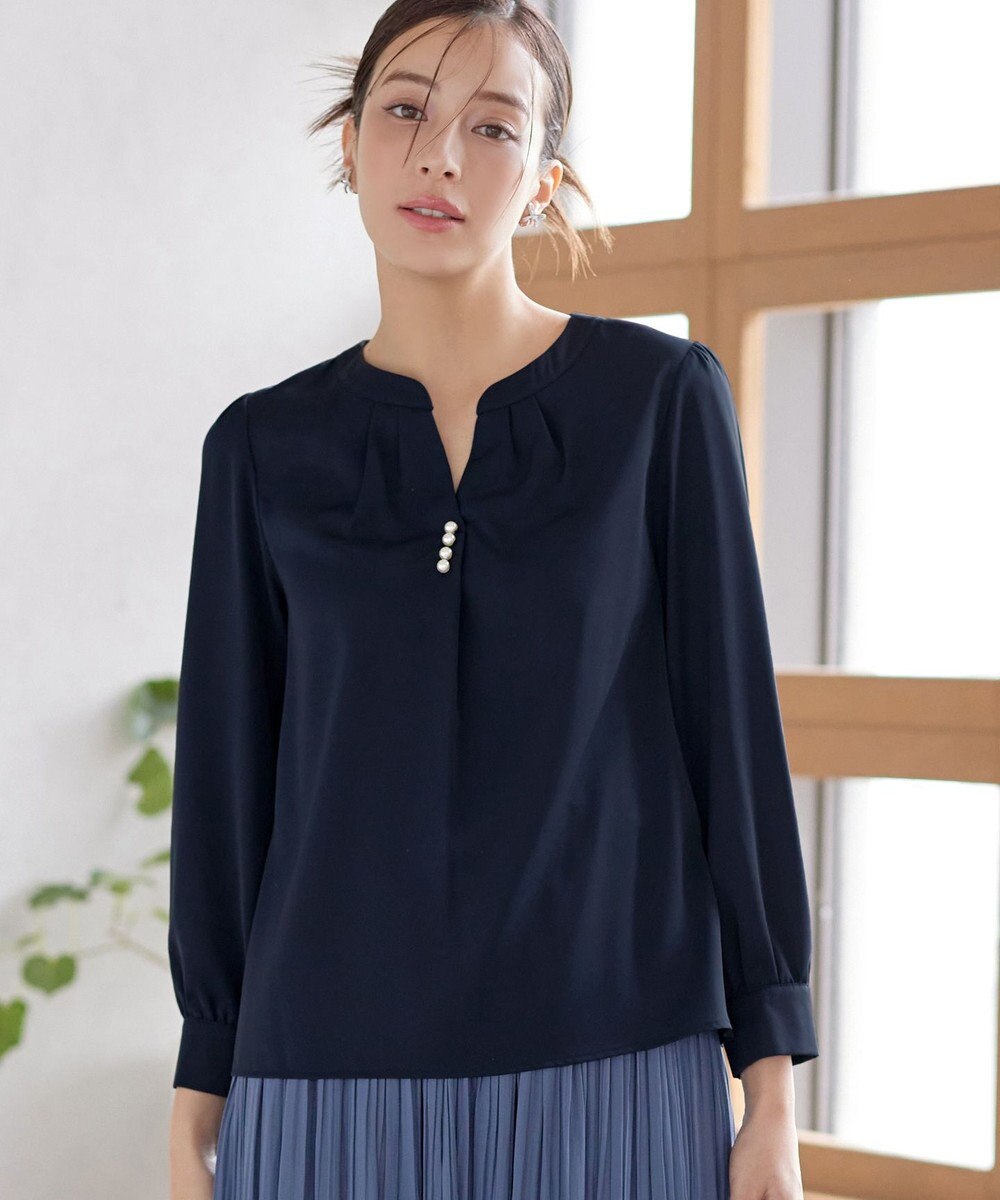 Tiaclasse 【洗える】スキッパー衿ボタンブラウス 
