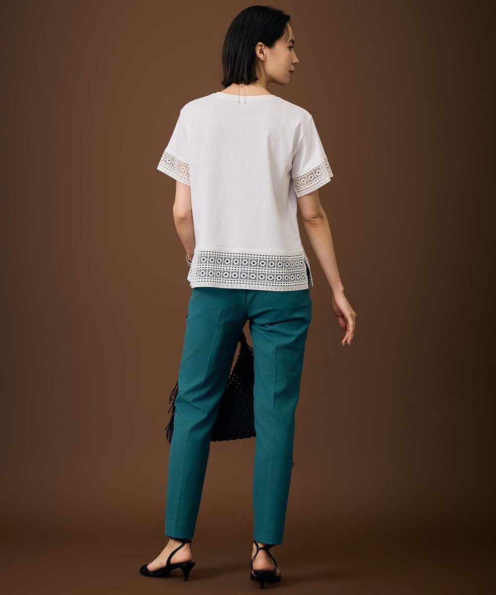 自由区 ナチュラルコットンハイゲージレースドッキング Tシャツ 