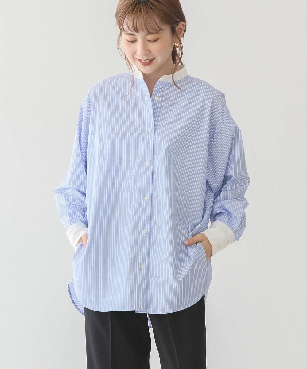 AMERICAN HOLIC イージーケアバンドカラーロングシャツ 