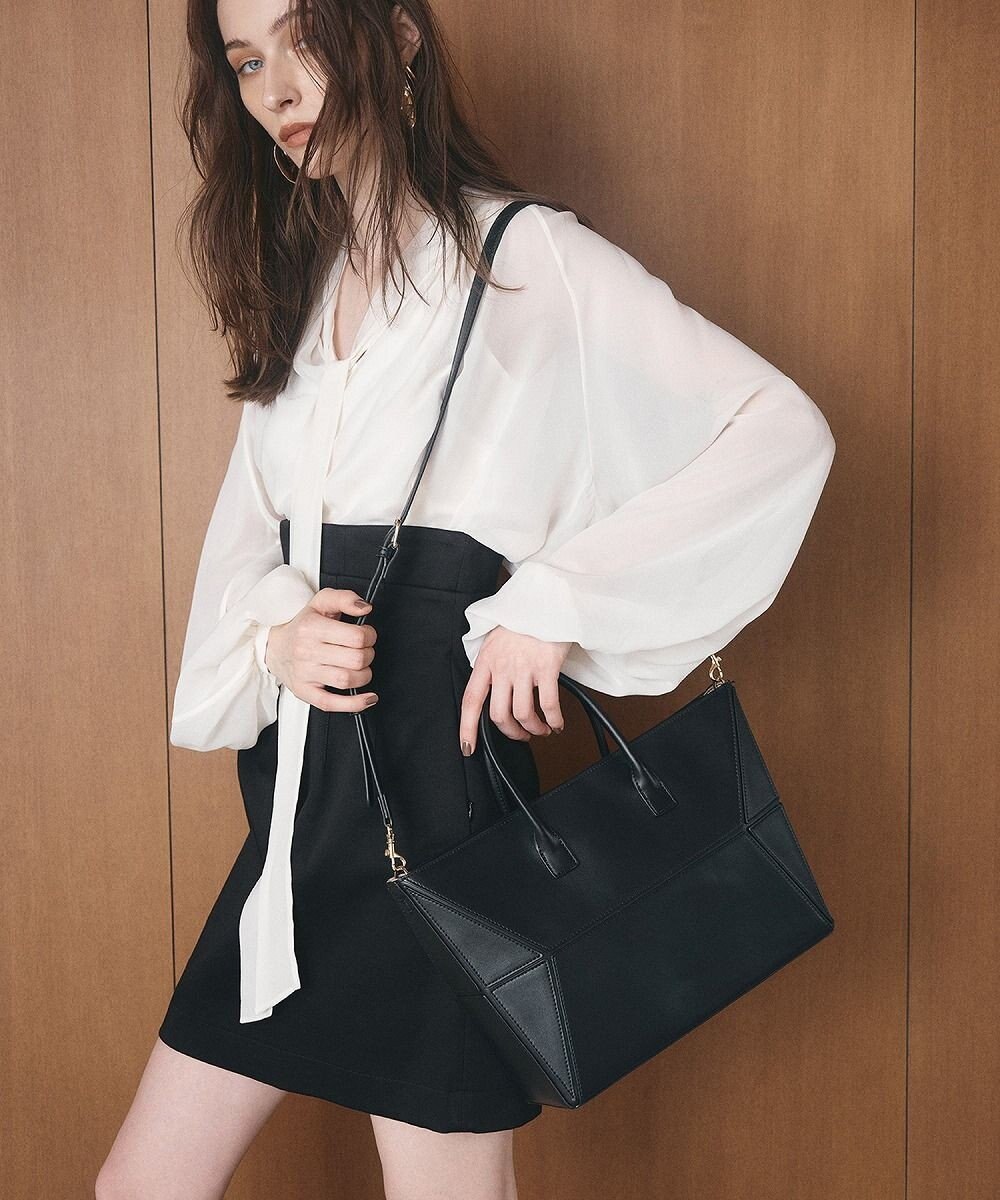 TOPKAPI 【TREASURE TOPKAPI】フェイクレザー ジオメトリック ショルダー付 トートバッグ 