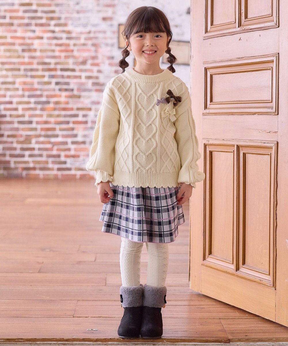 ANY KIDS リボン ケーブル ニット 