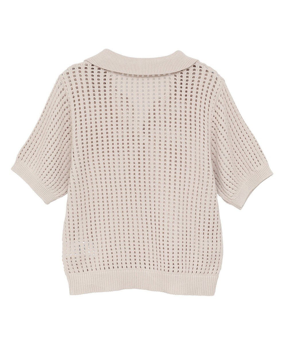 AMERICAN HOLIC 衿付きメッシュ編み半袖ニットプルオーバー 