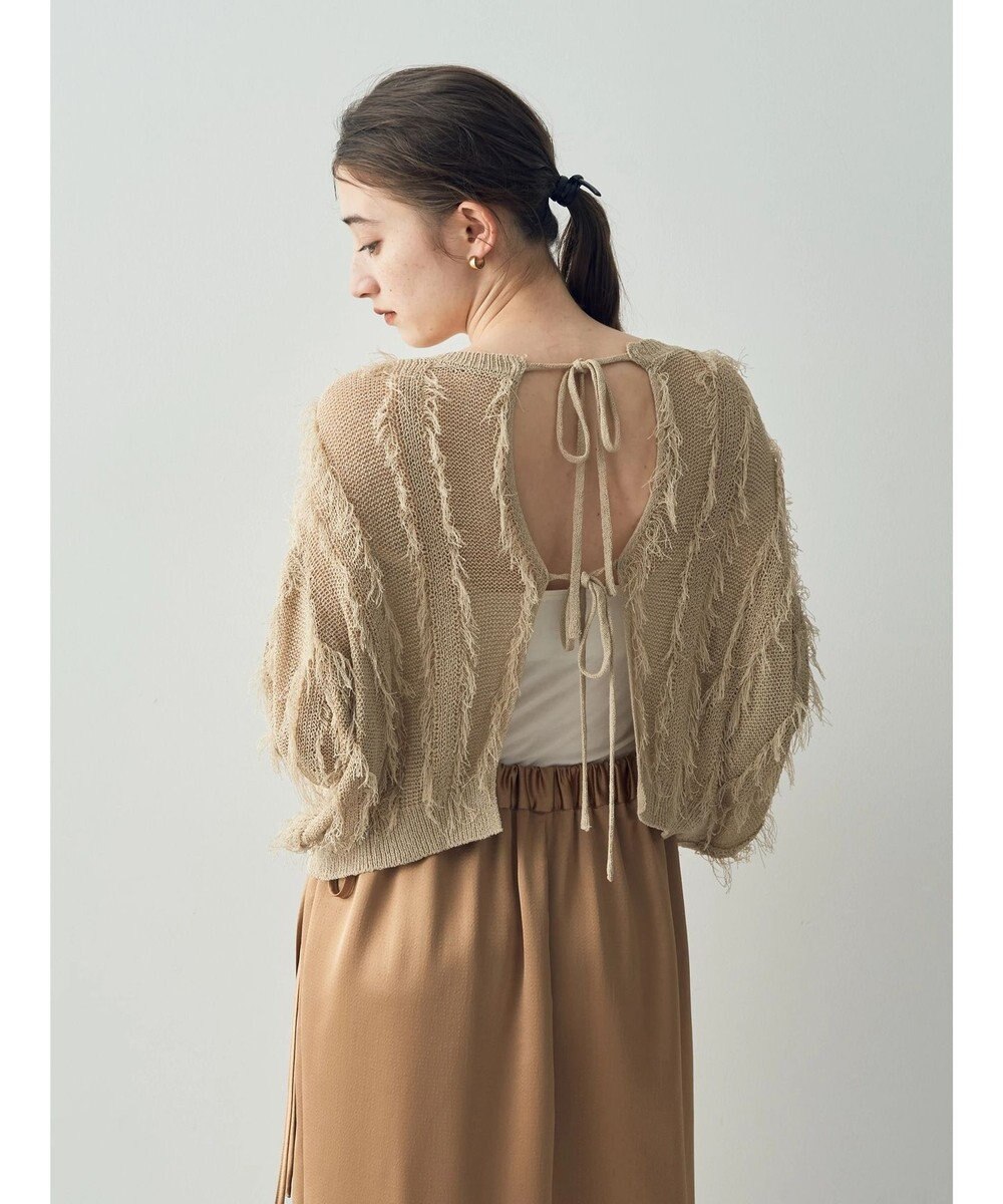 YECCA VECCA 2wayフリンジリボンニット 