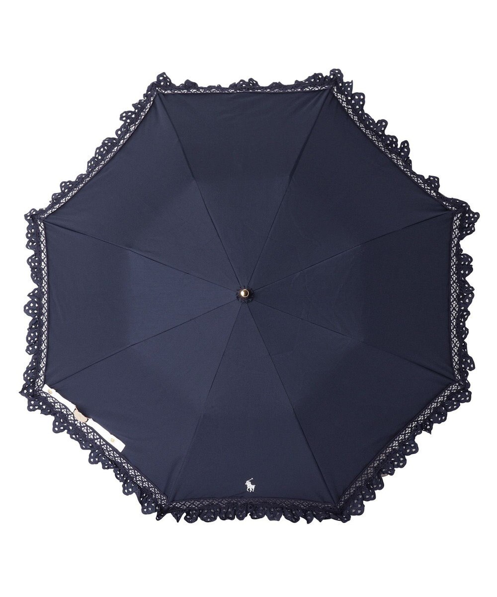 MOONBAT 【遮光/晴雨兼用日傘】POLO RALPH LAUREN（ポロラルフローレン） 折りたたみ日傘 エンブフリル 遮熱 UV 