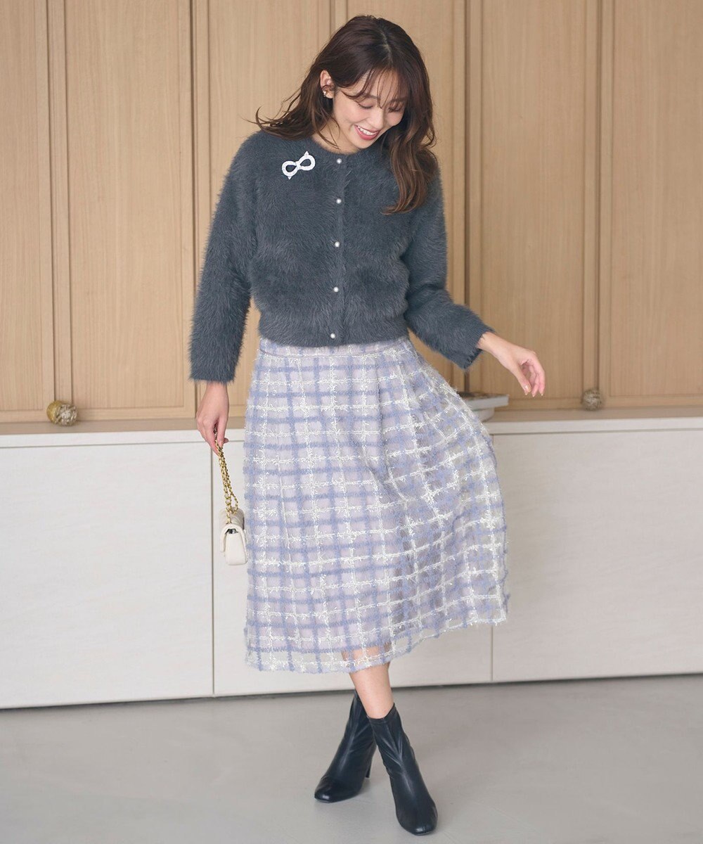 Feroux ラメチェック フレアスカート 