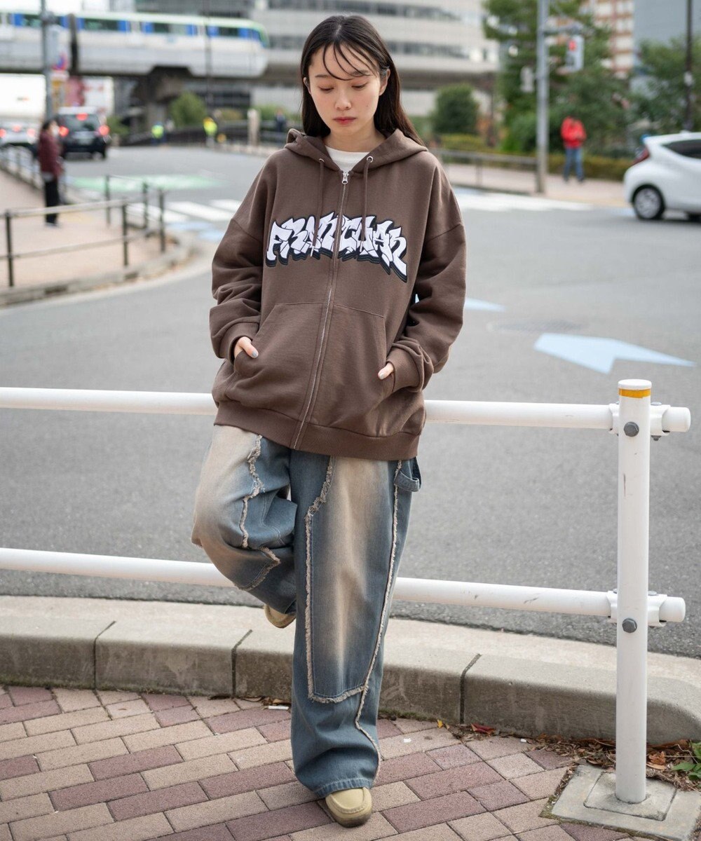 WEGO 【ユニセックス着用ITEM】ワッペンロゴZIPパーカー 