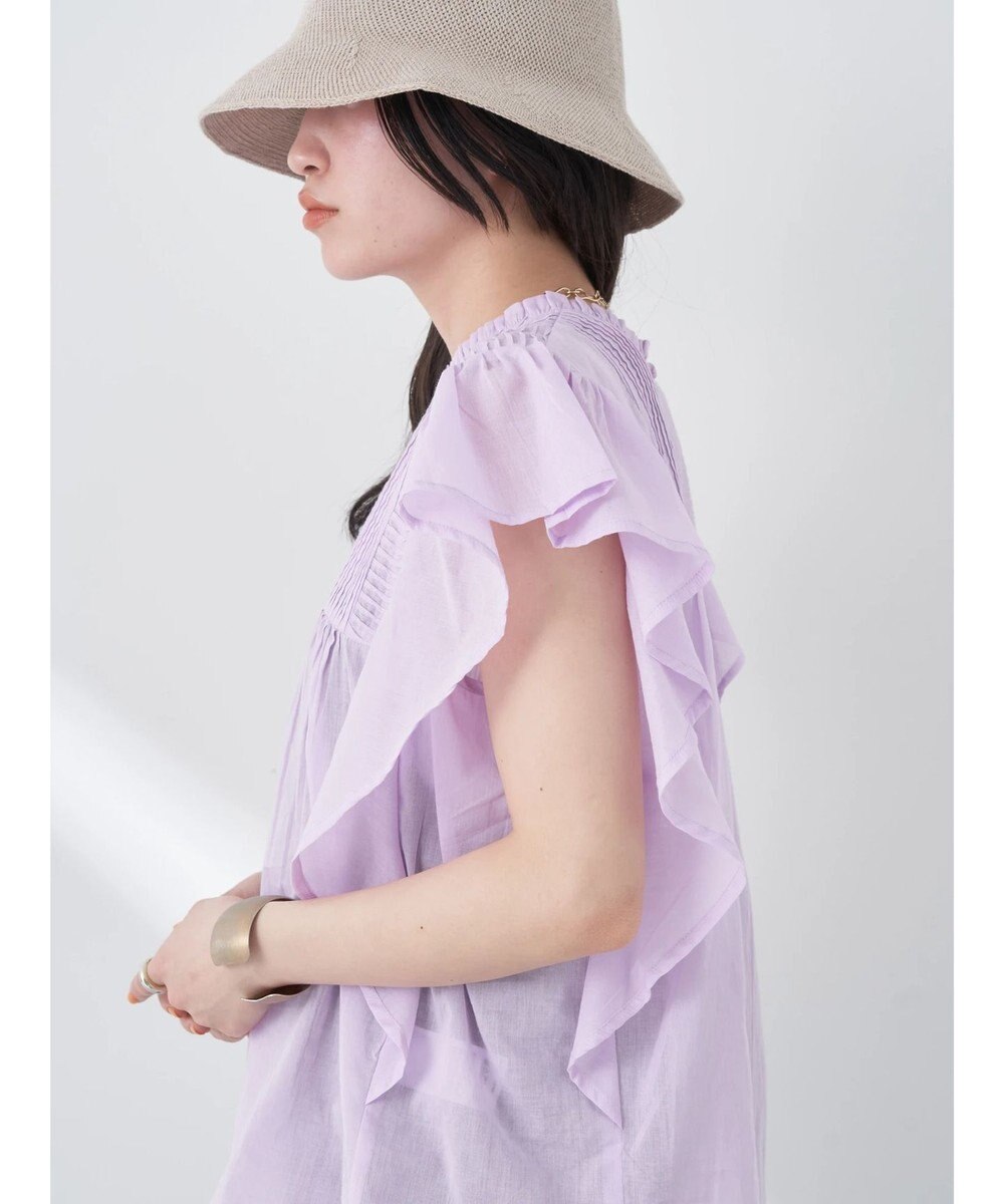 earth music&ecology コットンボイルフリルブラウス 