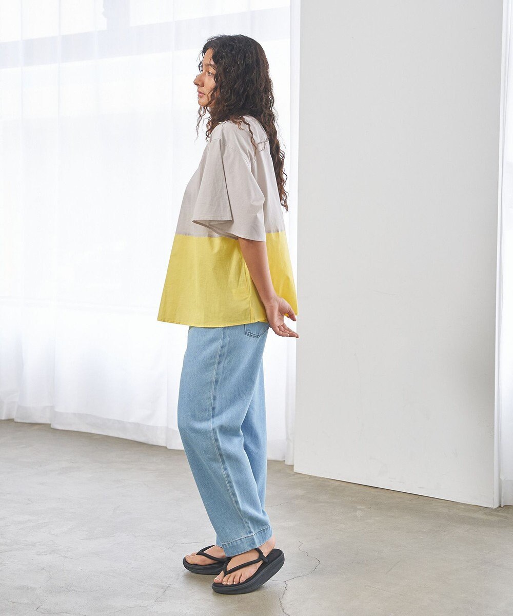 J.PRESS YORK STREET 【WOMEN】バイカラーギャザー ブラウス 