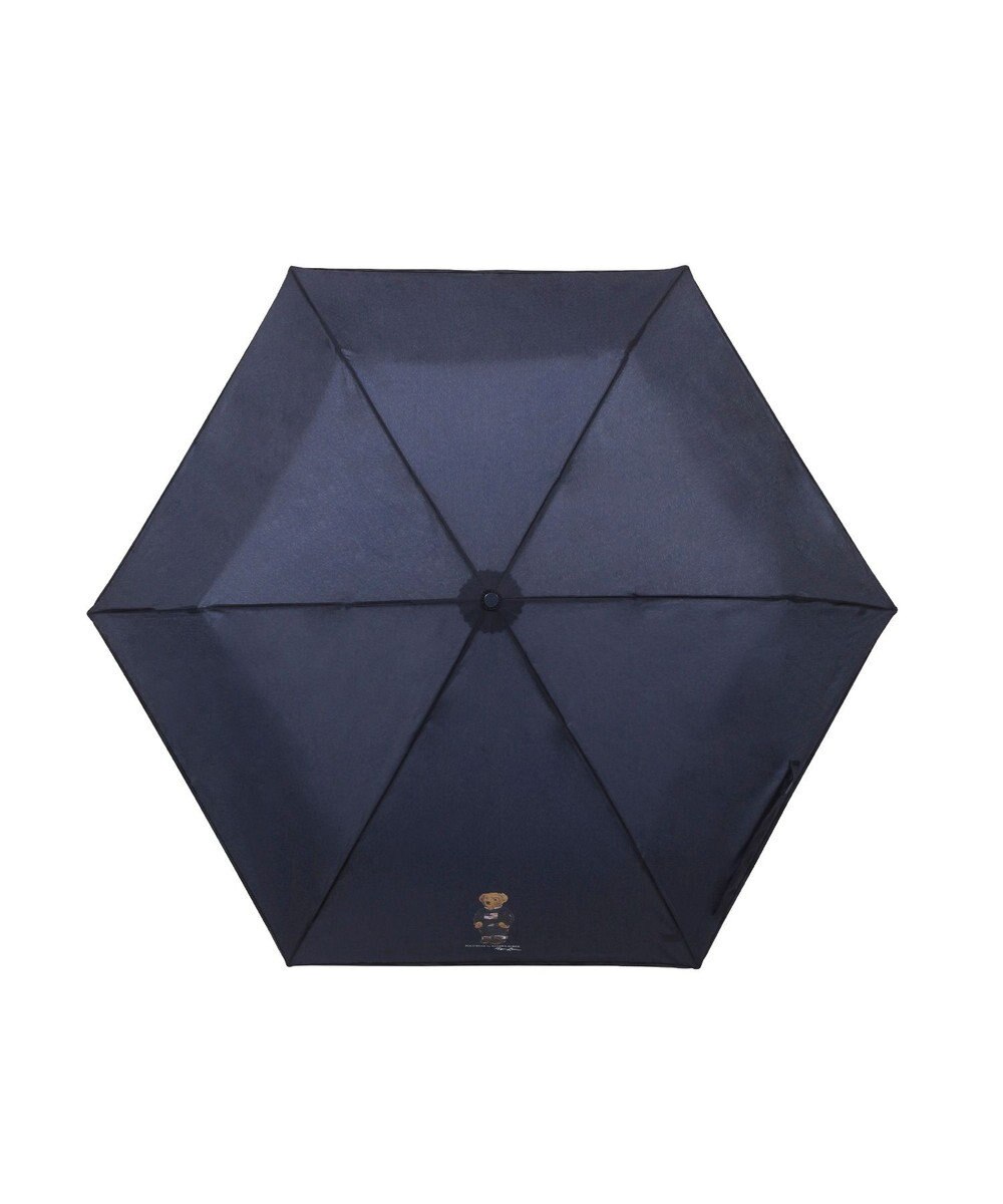 MOONBAT 【WEB限定/軽量】POLO RALPH LAUREN（ポロ ラルフローレン） 折りたたみ傘 ポロベア×チェックパイピング 無地 FLAG BEAR 