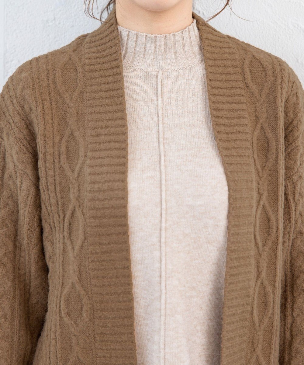 Tiaclasse L 【洗える】大人華やかなアラン柄ニットカーディガン 