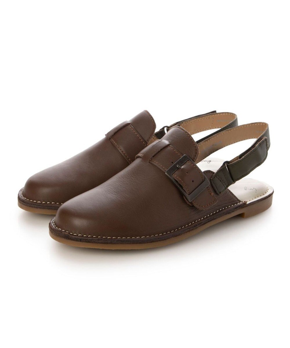 ing <ing>シングルモンクデザインバックストラップシューズ 