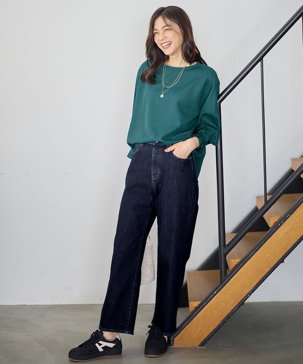 ANY L 【ウエストゴム】ストレートワイドデニム 