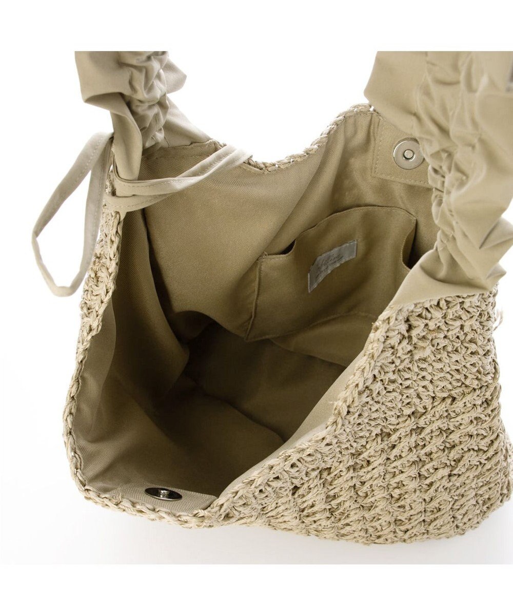 UNBILLION カシュカシュ cachecache / ドロストフリルハンドル地柄編みトート カゴバッグ 