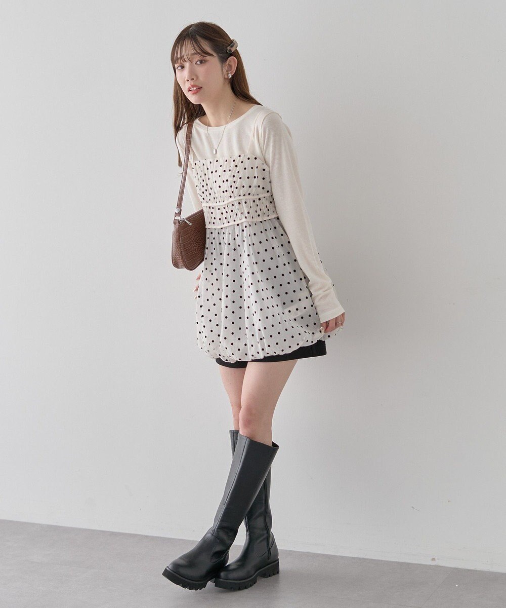 earth music&ecology ドットバルーンキャミチュニック 