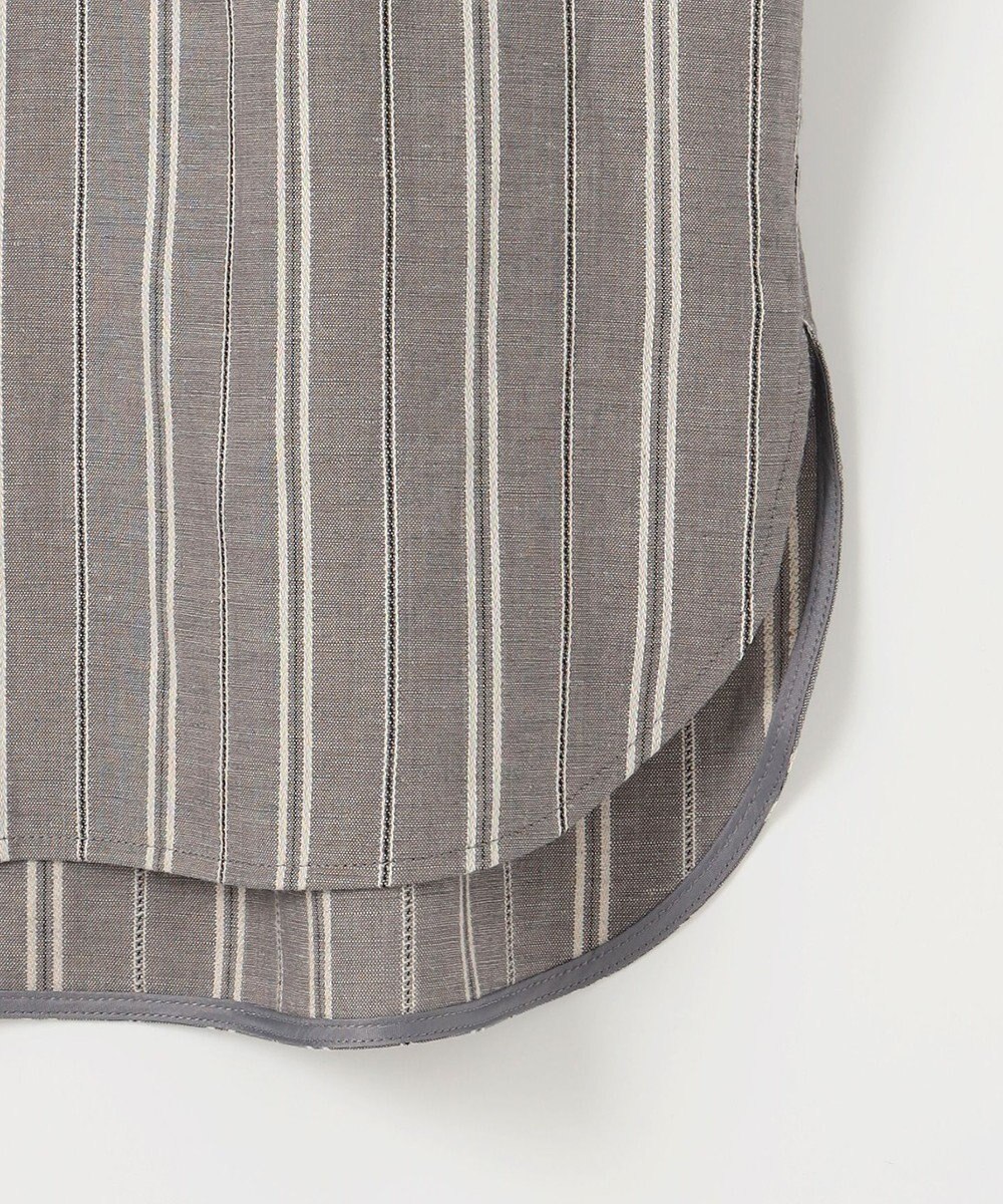 自由区 S 【カタログ掲載・セットアップ対応・洗える】リネンビスコースストライプ シャツ 