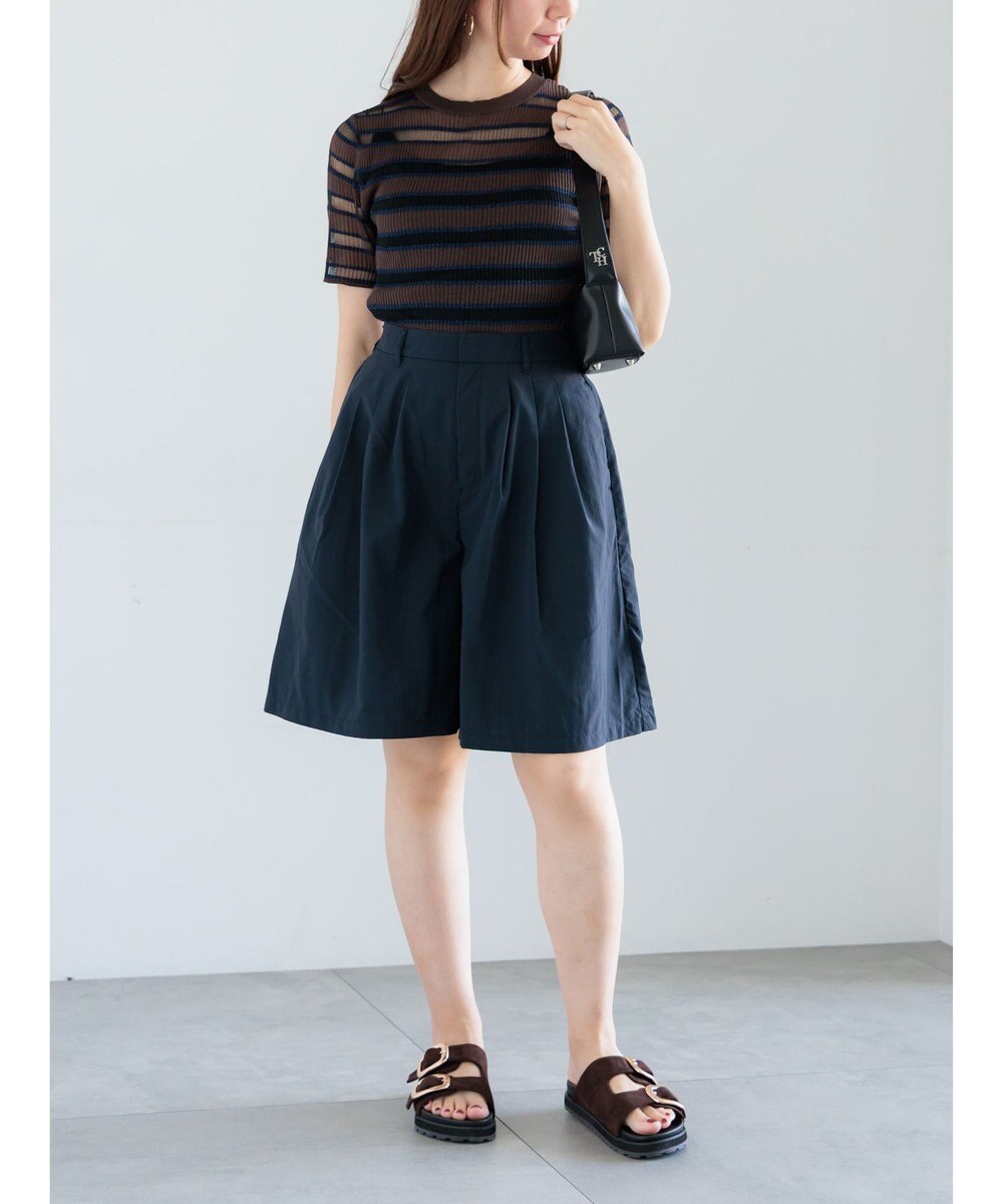 Te chichi シアーマルチボーダーハーフスリーブニット 