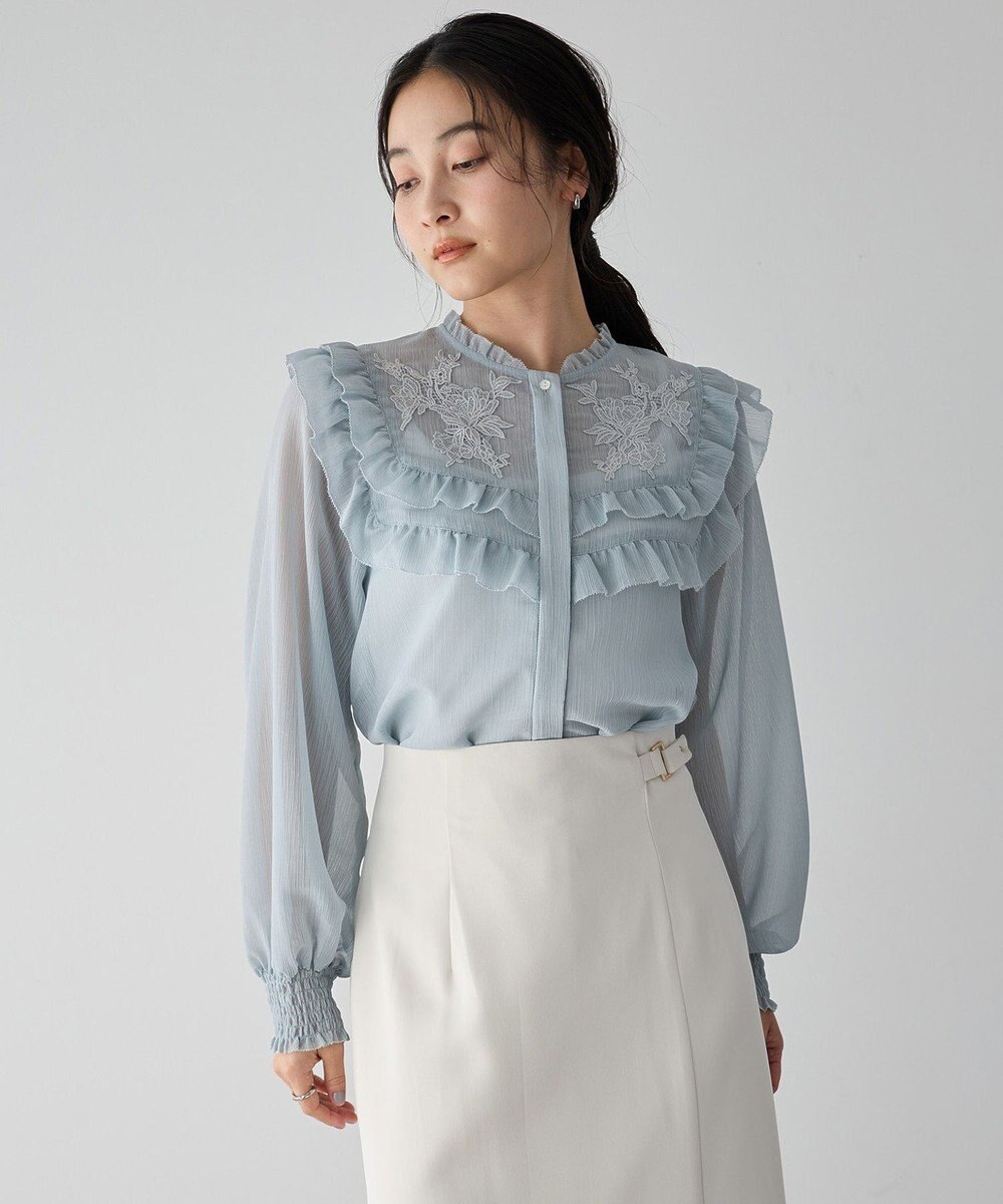 YECCA VECCA ラッフルレースブラウス 